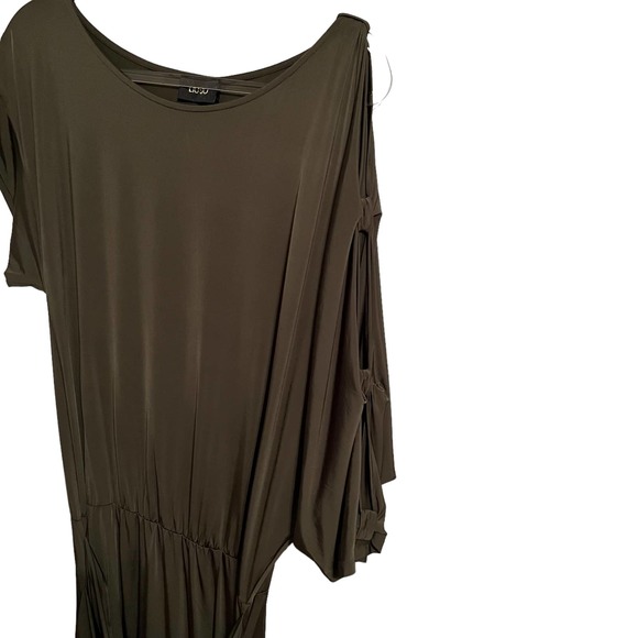 LIU •JO Short Military Green Wrap Short Dress Cut Out Women Sz 46 / XL NEW $200 - Picture 4 of 8